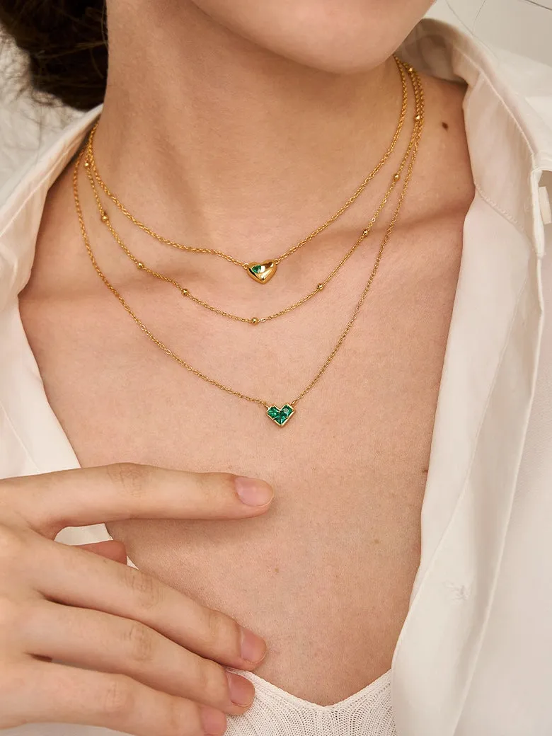 Princess Cut Emerald Heart Necklace