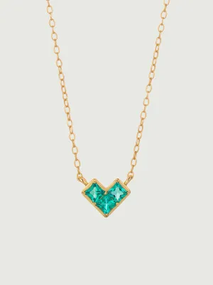 Princess Cut Emerald Heart Necklace