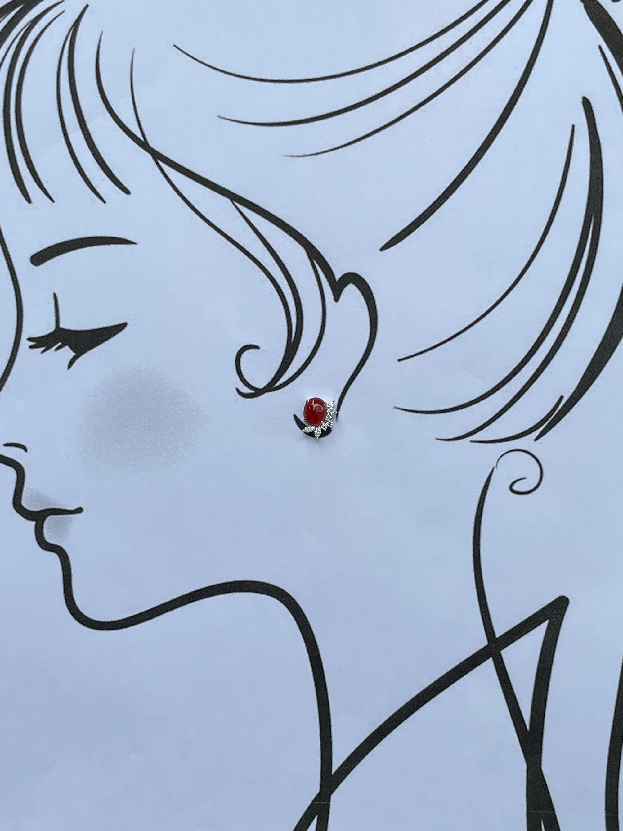 Red Jade Cabochon Earrings (NJE035)