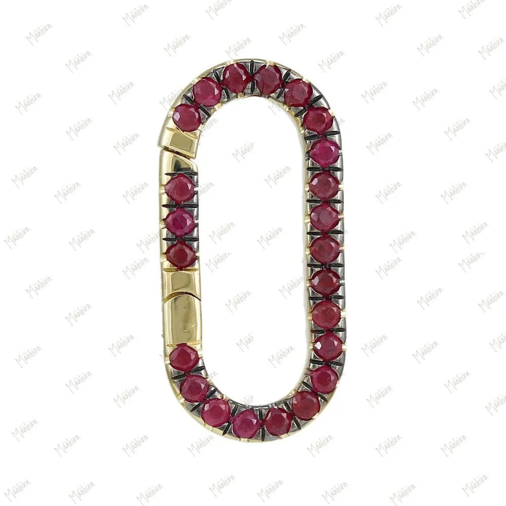 Ruby Rectangle Clicker Charm Enhancer 8.30x17.50mm