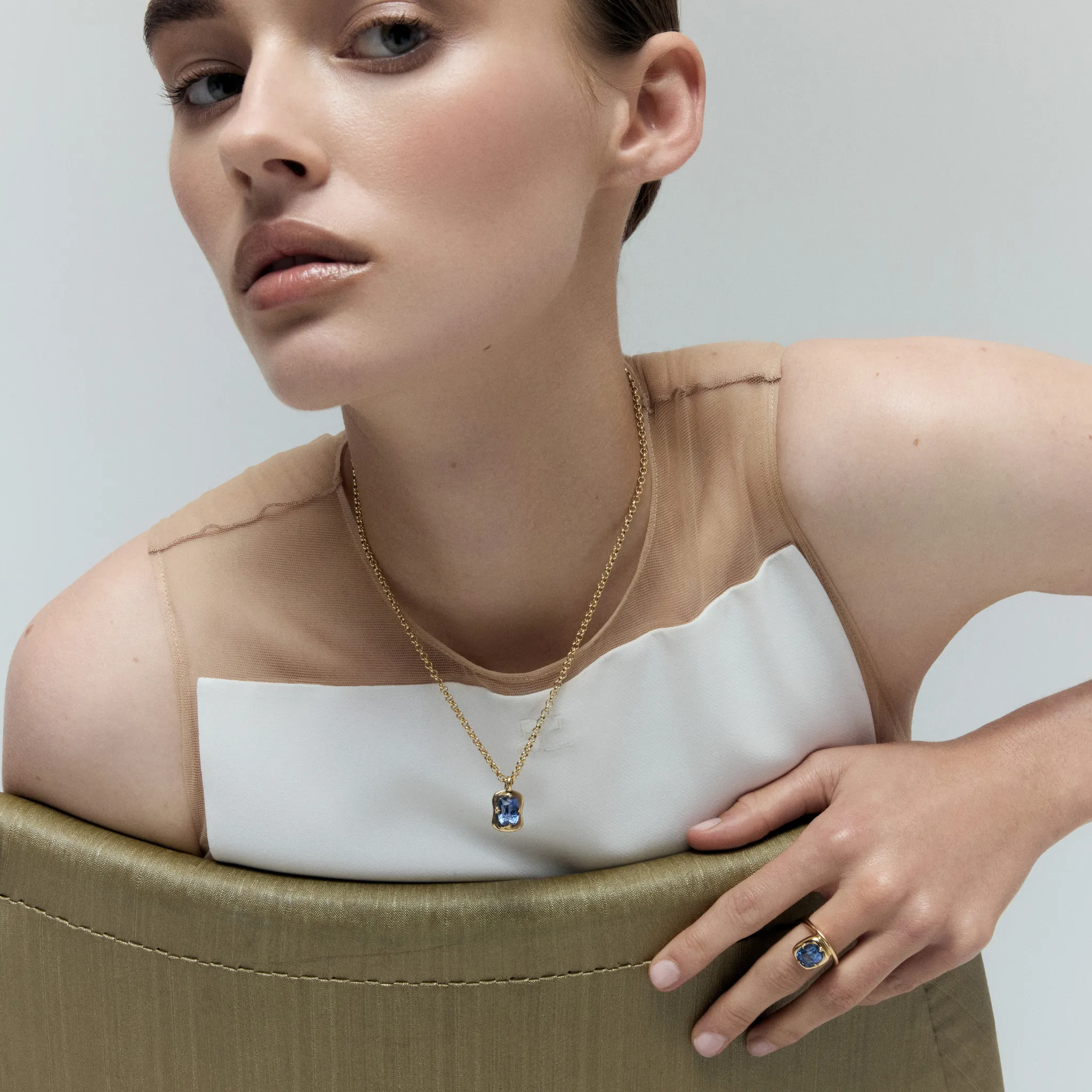 Sapphire Blue Lunar Pendant Necklace