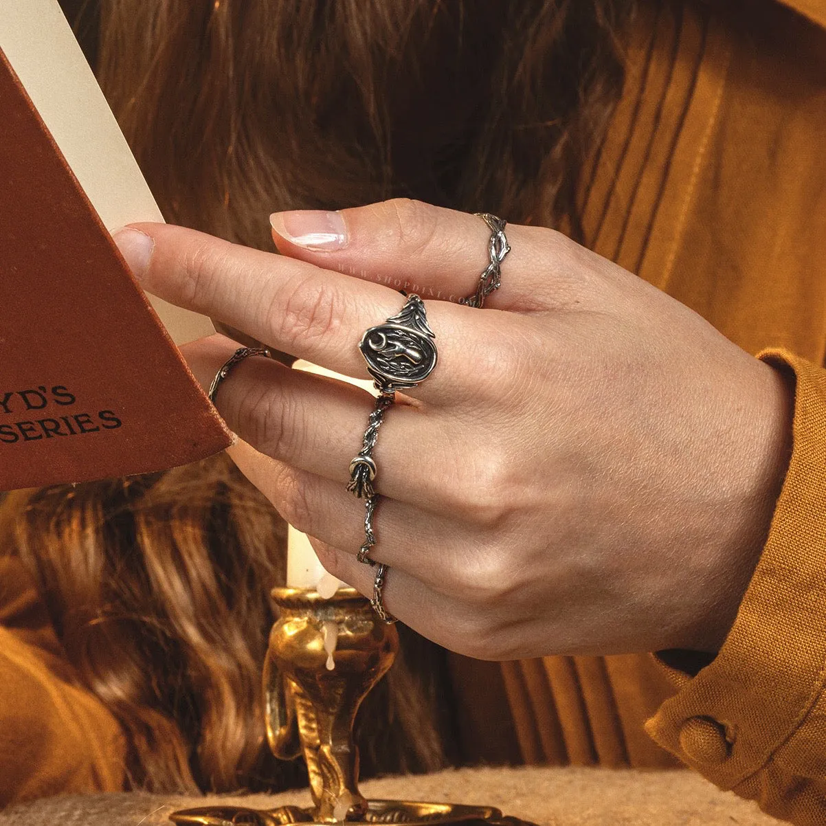 Selene Wax Seal Crescent Moon Ring