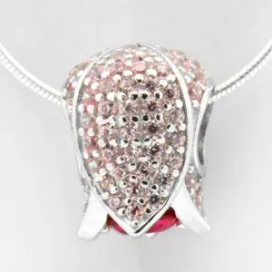 Sterling Silver Tulip Flower Floral Modern Style Pendant 18-in Necklace