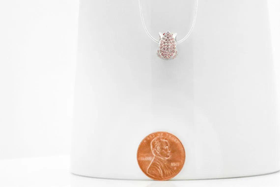 Sterling Silver Tulip Flower Floral Modern Style Pendant 18-in Necklace