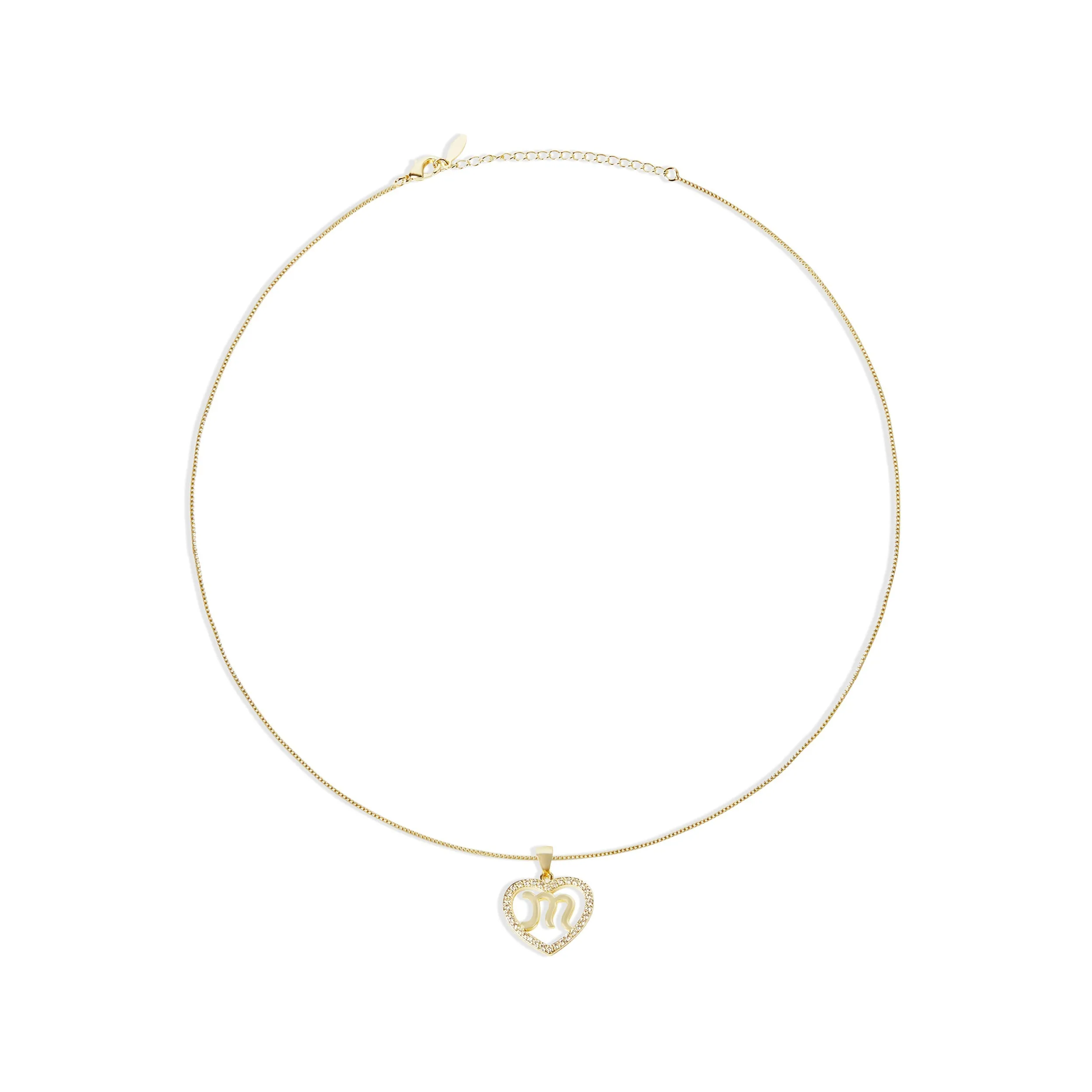 THE CUTOUT ICED HEART INITIAL PENDANT NECKLACE