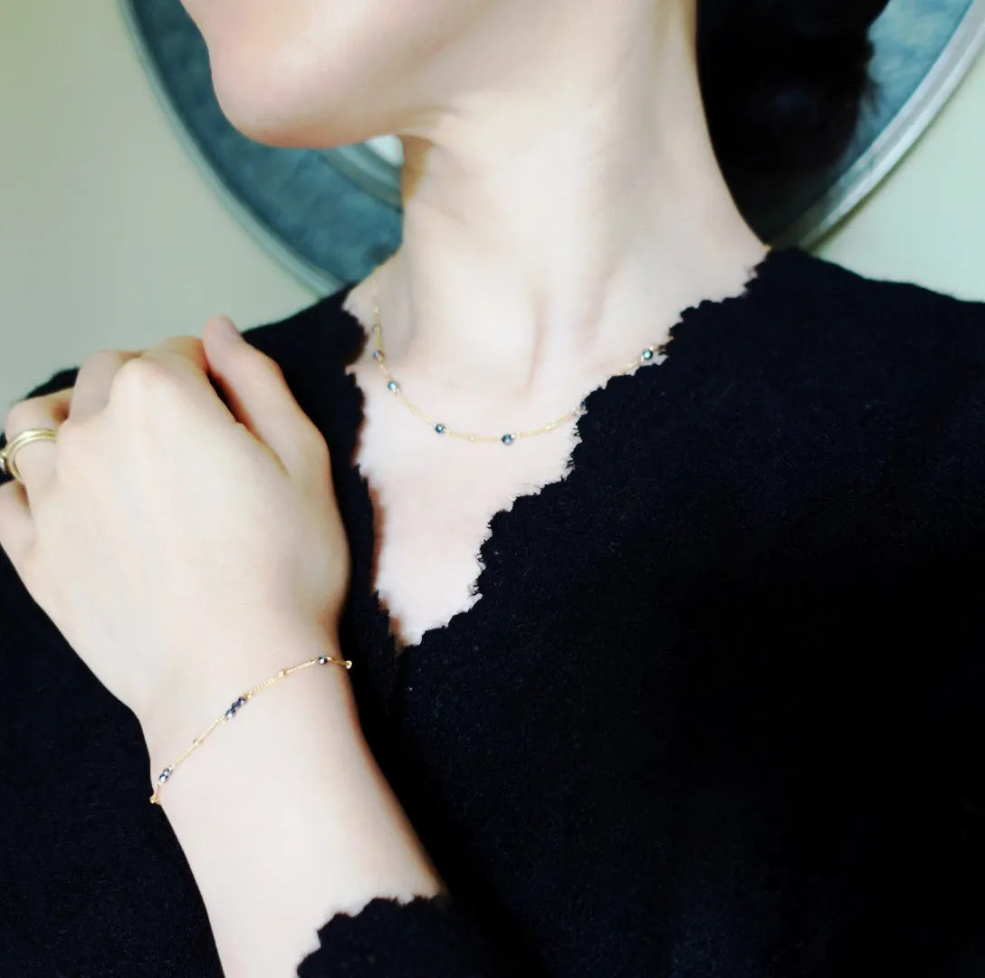 The Nine Terahertz Stone Necklace in Gold Filled