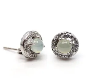 Type A Jadeite Jade Earrings s925 Silver Inlay CG-TETO-6CK6