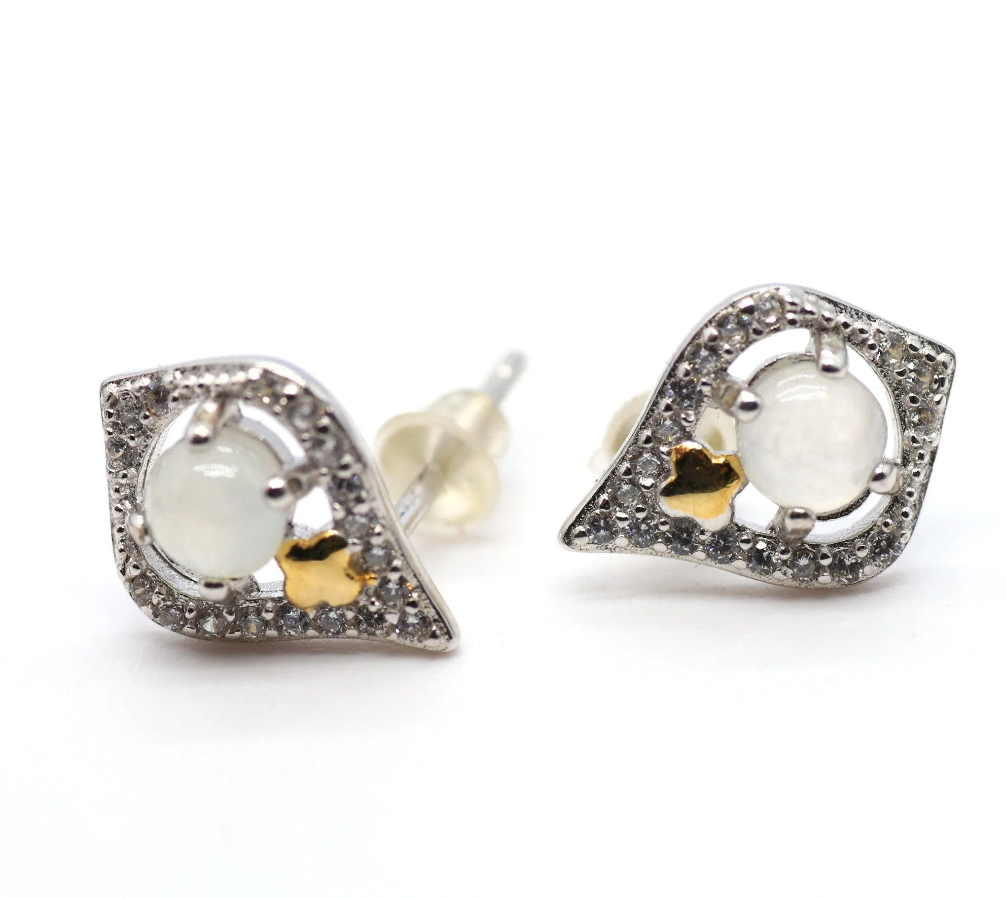 Type A Jadeite Jade Earrings s925 Silver Inlay DD-9CE3-JBBD